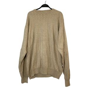 MEN'S I LEVRIERI ITALY CASHMERE/SILK BEIGE CABLE KNIT CREW NECK SWEATER SZ XXL